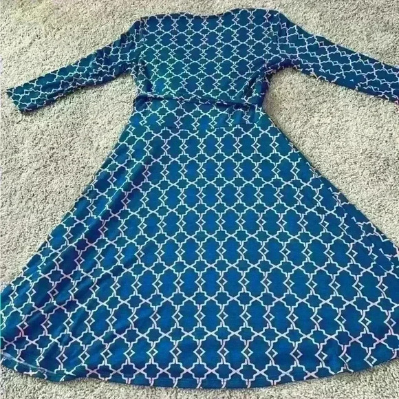 41Hawthorn Faux Wrap Dress 3/4 Sleeve Pink Teal Linded Size Small - Picture 3 of 5